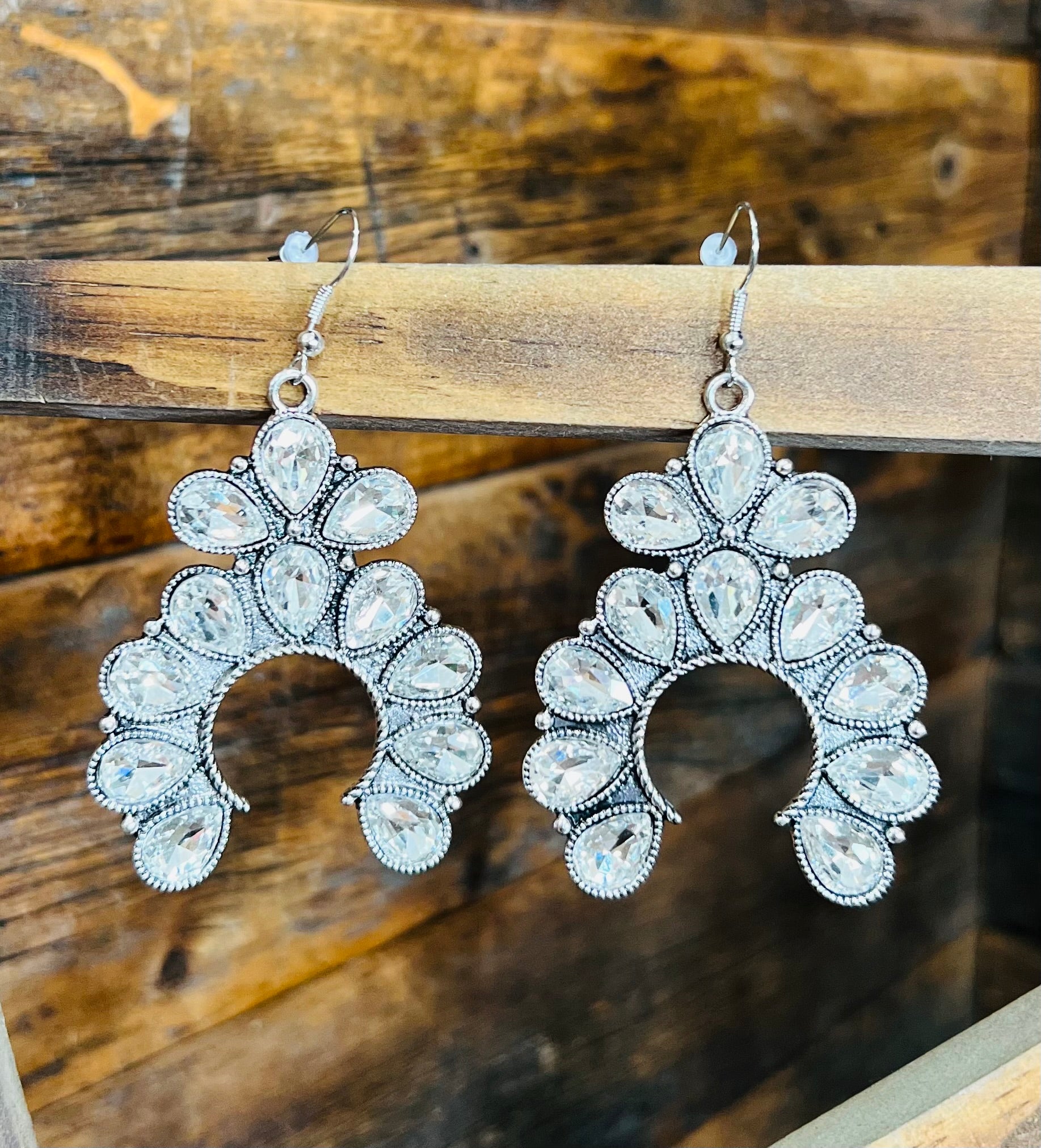 CRYSTAL SQUASH BLOSSOM EARRINGS