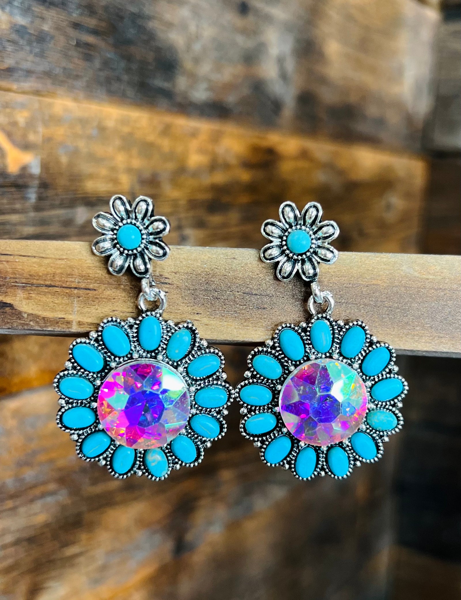 TURQUOISE SUNFLOWER EARRINGS