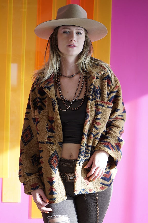 MOCHA MULTI AZTEC SHACKET