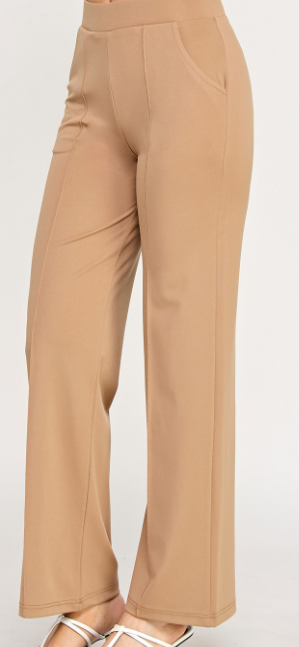 SOLID FRONT PLEATED PANTS