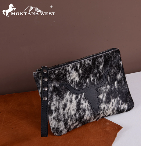 Montana West Hair-On Cowhide Leather Wristlet