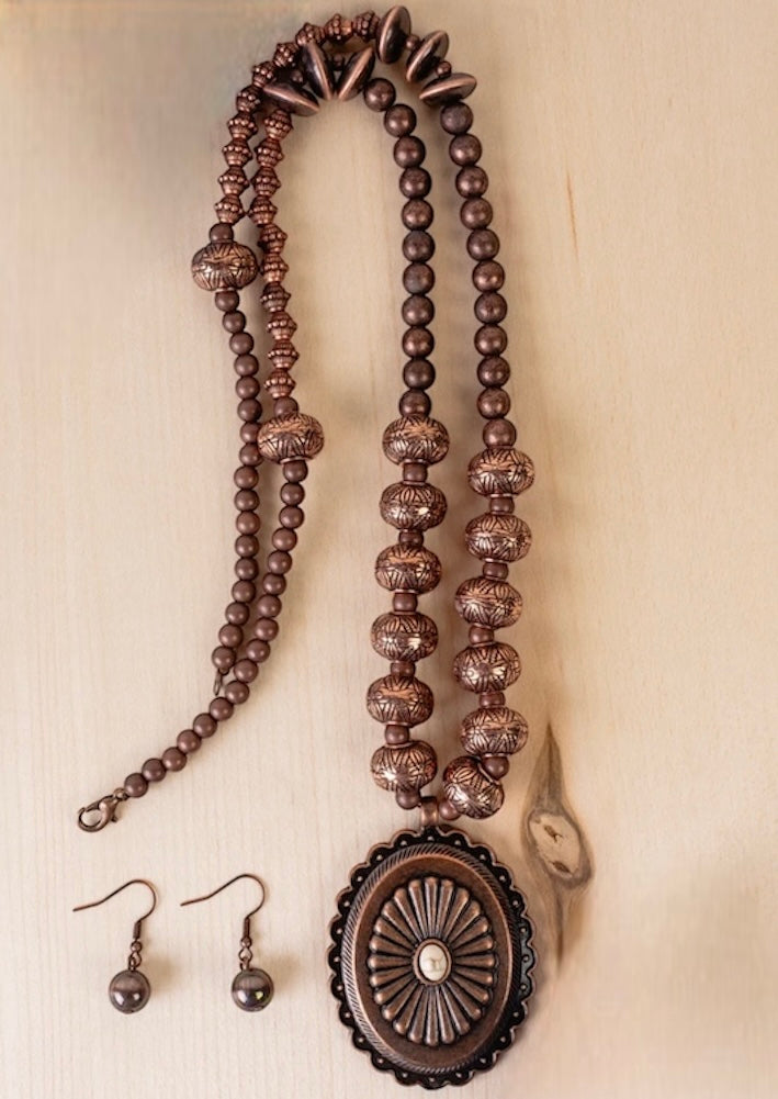 Ivory & Copper Concho Necklace