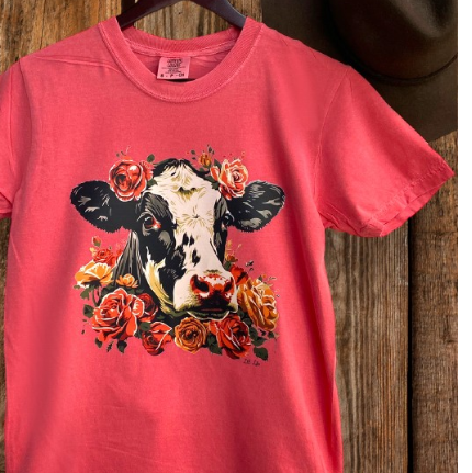FLORAL COW TEE