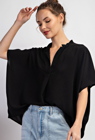 SOLID LOOSE FIT BLOUSE