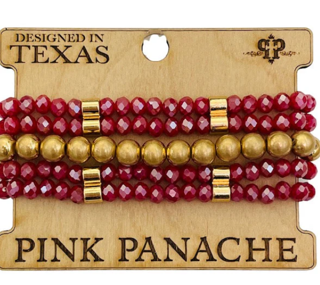 PINK PANACHE RED AND GOLD BEAD BRACELET