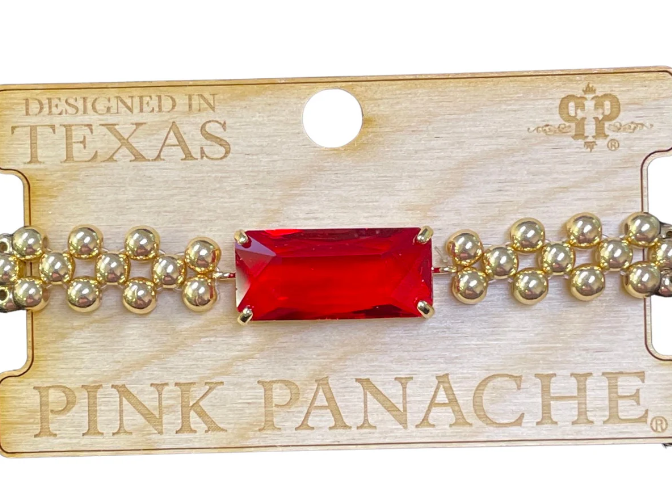 PINK PANACHE RED RHINESTONE STRETCH BRACELET