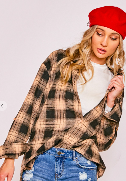 PLAID LOOSE FIT FLANNEL