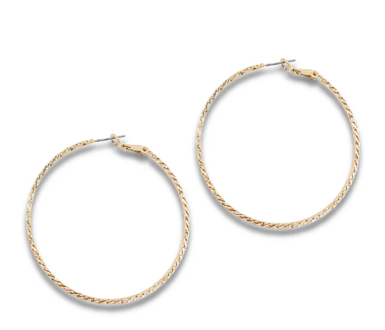 Diamond texture hoop earring