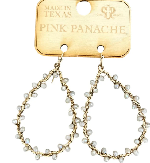 Faceted bead wrapped teardrop earring