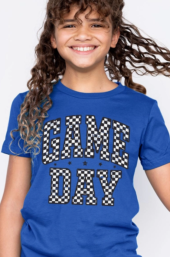 CHECKERED GAME DAY KIDS GRAPHIC TEE