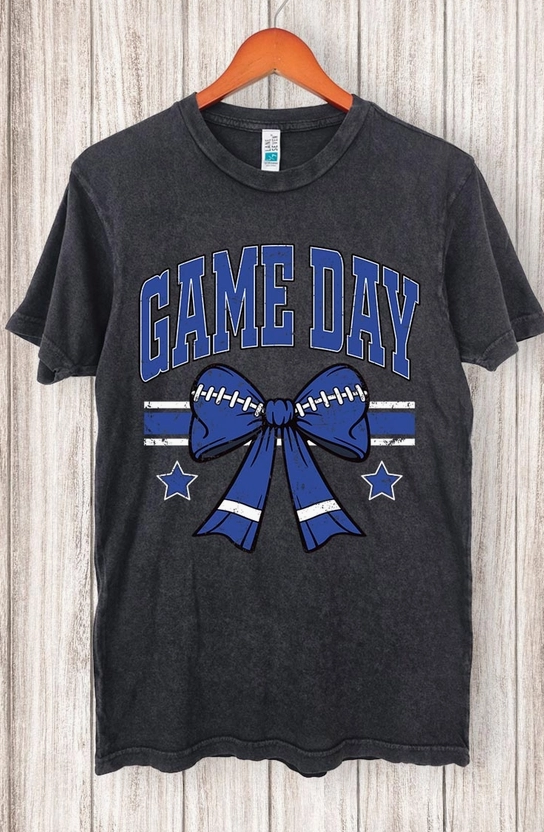 GAME DAY FOOTBALL BOW GRAPHIC VINTAGE TEE