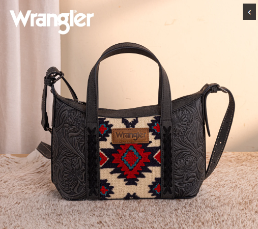 Wrangler Tooled Aztec Pattern Print Tote/Crossbody
