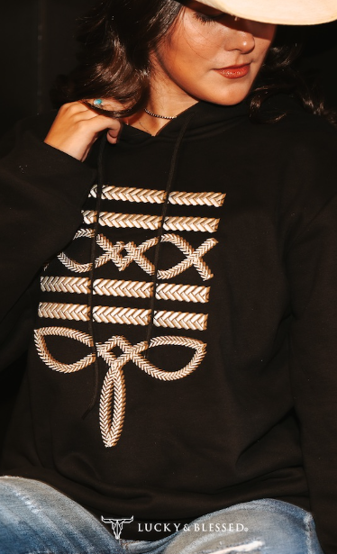 IVORY BOOT STITCH EMBROIDERED HOODIE