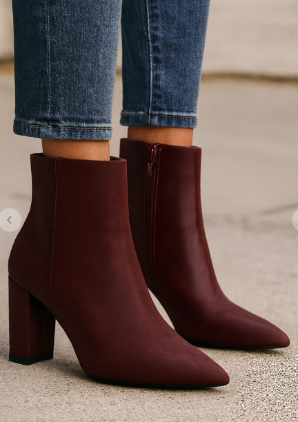 BURGUNDY POINTED TOE BOOTIES