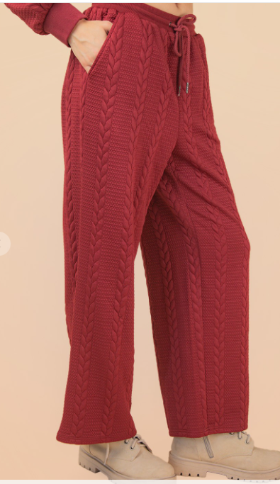 Cable Knit Textured Knit Comfy Pants