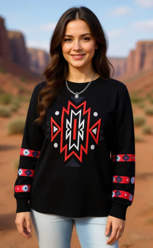 WESTERN AZTEC EMBROIDERY TOP