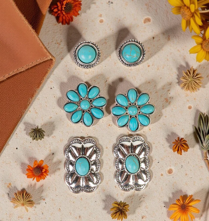 SQUASH BLOSSOM STUD EARRING SET