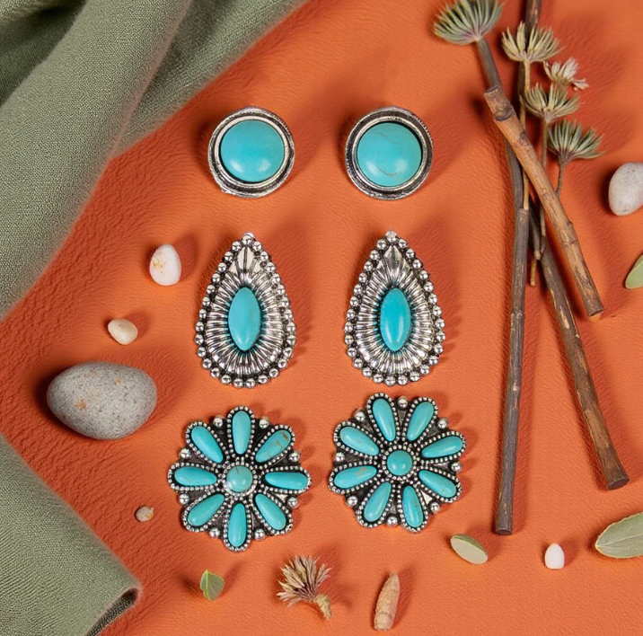 SQUASH BLOSSOM STUD EARRING SET