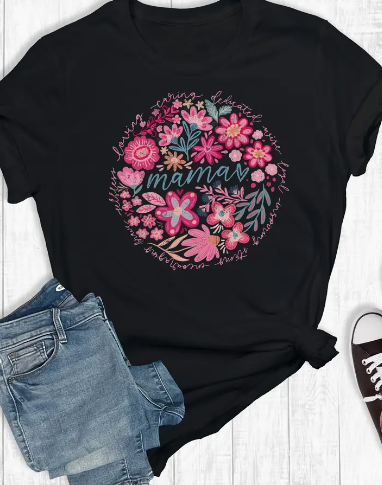 Retro Floral Loving Mama Graphic Tee
