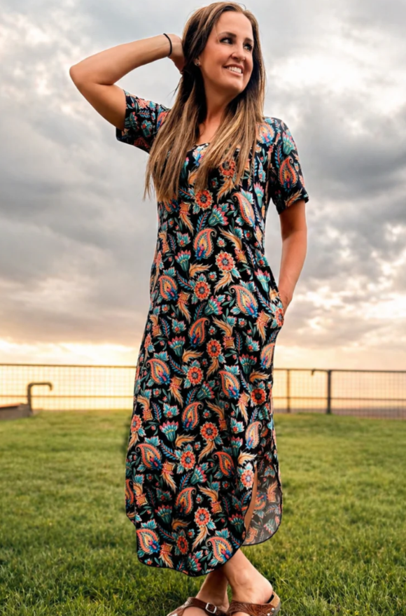PAINTED BLOOM  MAXI DRESS