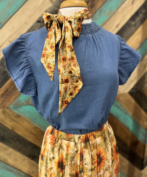 Babydoll Top Denim - Dark Wash