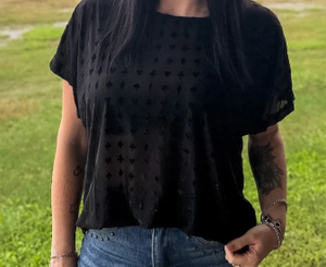 Blackjack Velvet Short Sleeve Mesh Top