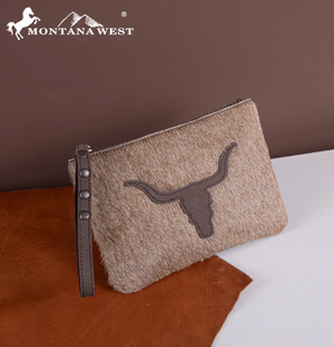 Montana West Hair-On Cowhide Leather Wristlet