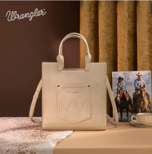 Wrangler Aztec Embroidered Tote Bag/Crossbody- Beige