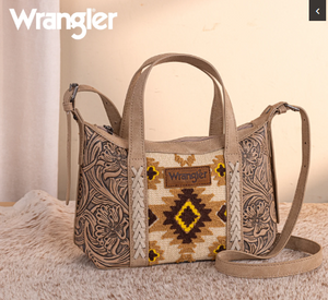 Wrangler Tooled Aztec Pattern Print Tote/Crossbody