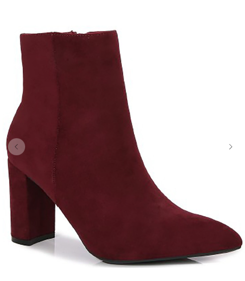 BURGUNDY POINTED TOE BOOTIES