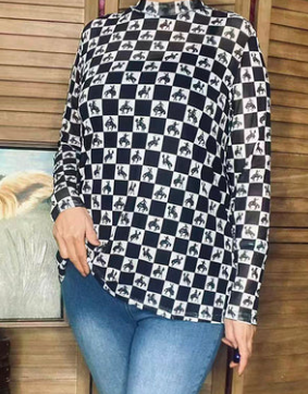 HORSE RIDING AND CHECKERED L/S MESH