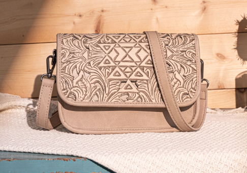 Trinity Ranch Floral Aztec Tooled Crossbody