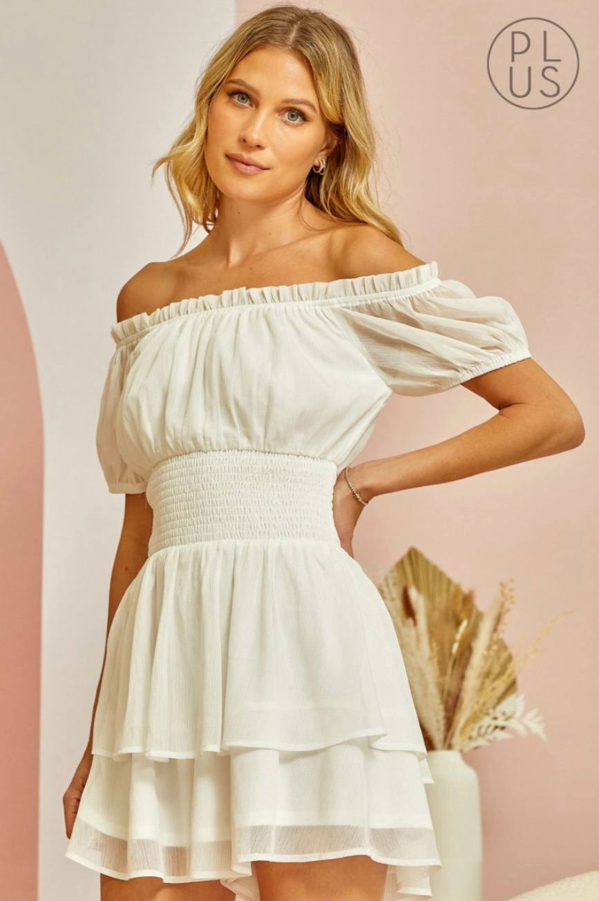 Plus size Shimmer Romper in White