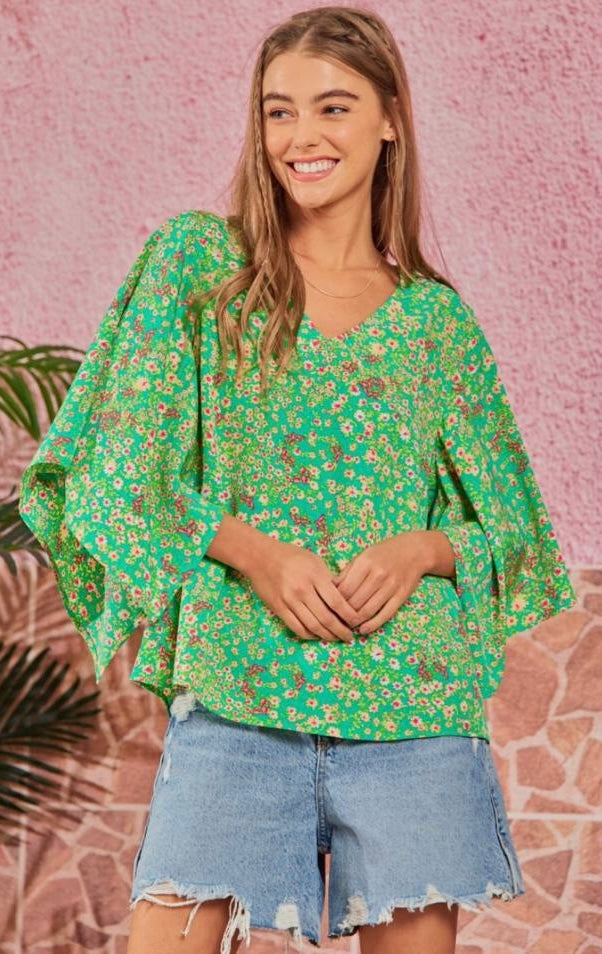 Emerald Floral Top