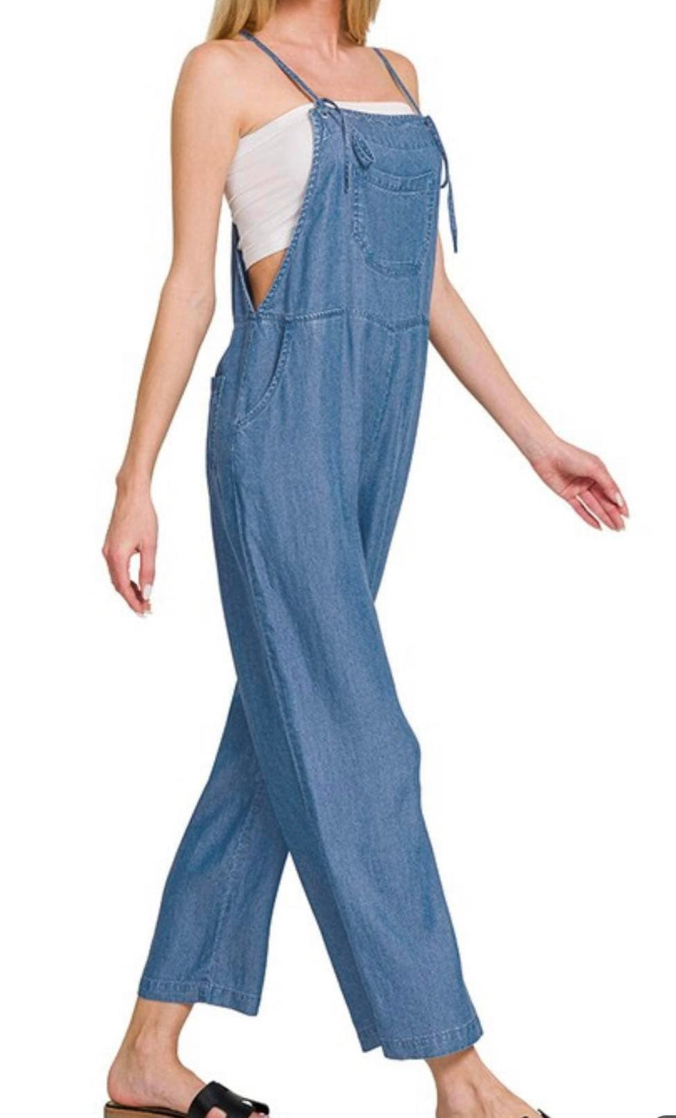 Adjustable Strap Washed Jumpsuit