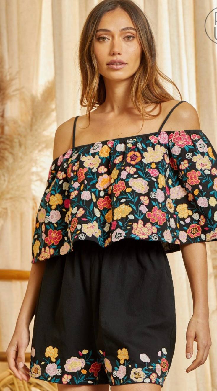 Savannah Jane Embroidered Romper
