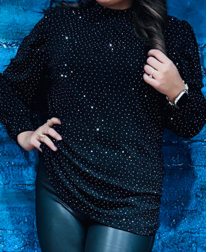 Shimmer Puff Sleeve Holiday Top