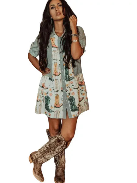 Kicking Boot Floral Dress