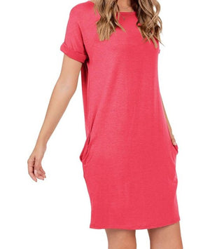 Basic Short Sleeve Round Neck Dress