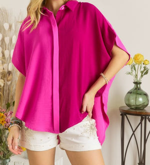 Button down loose fit blouse with collar
