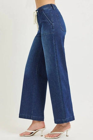 Slouchy Drawstring Wide Leg Jeans