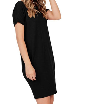 Basic Short Sleeve Round Neck Dress