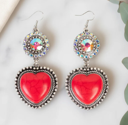 Squash Blossom Heart Earrings
