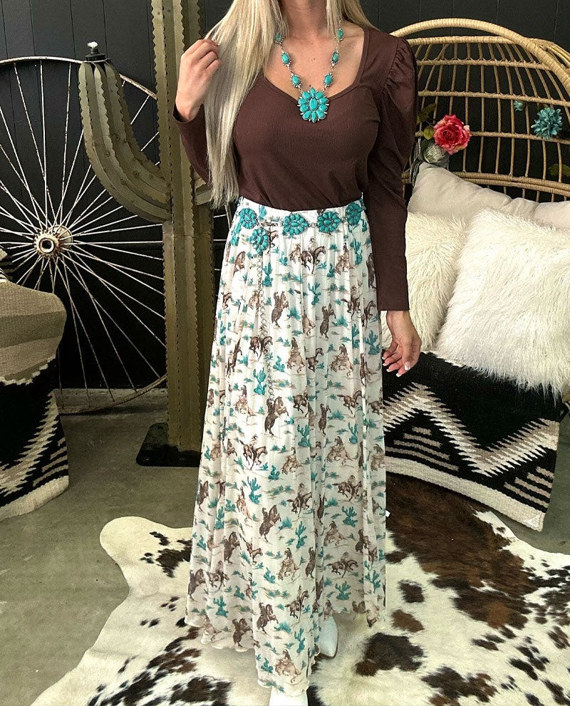 WESTERN CITY MAXI SKIRT