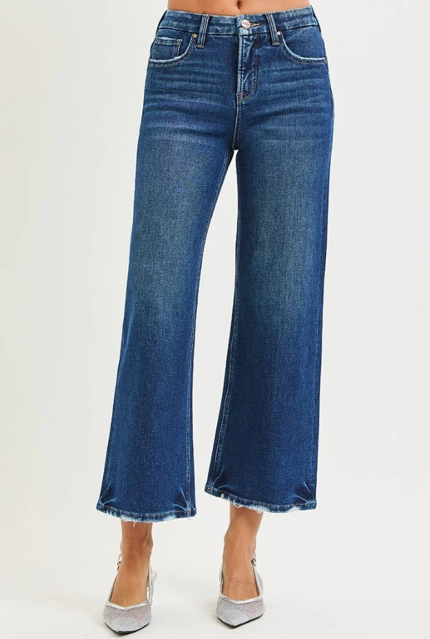 High Rise Crop Wide Jeans