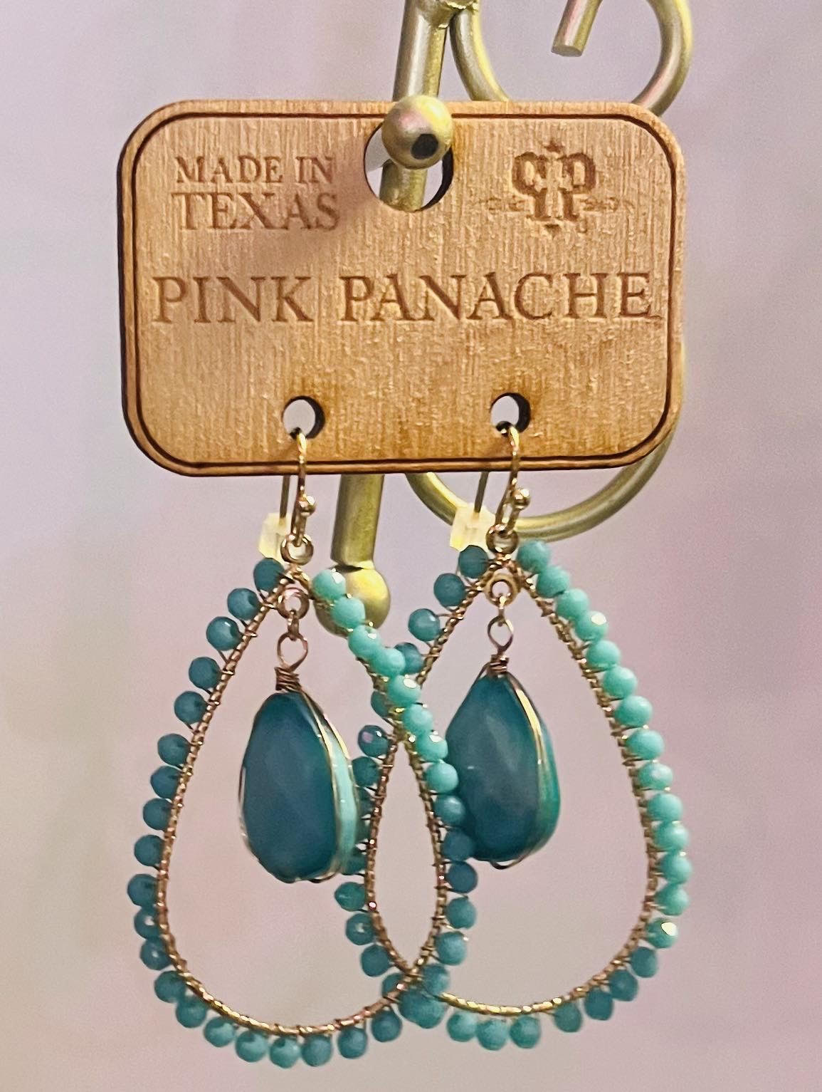 PINK PANACHE AQUA TEARDROP EARRINGS