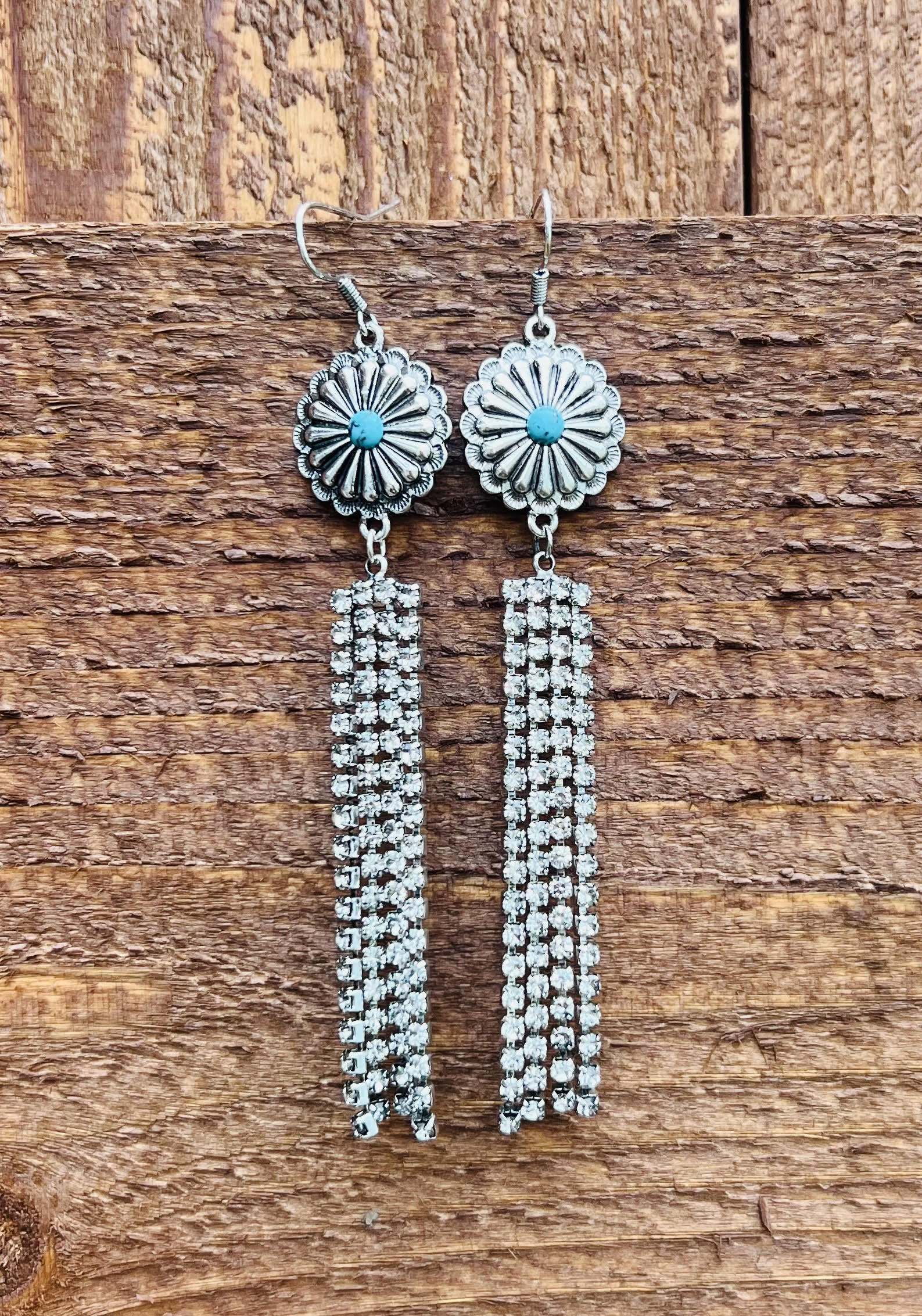 CONCHO BLING DANGLE EARRINGS