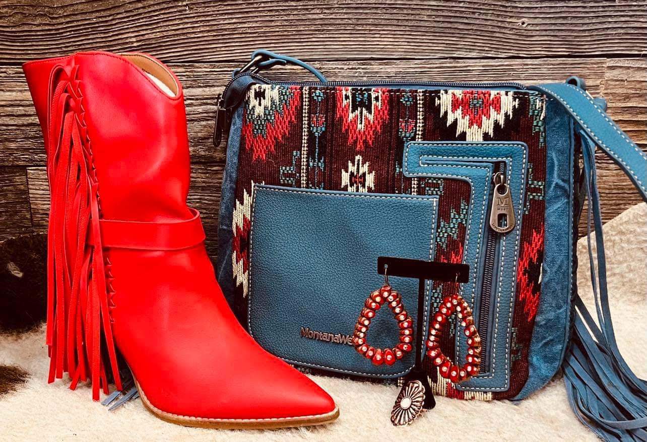 MONTANA WEST DENIM FRINGE CROSSBODY PURSE