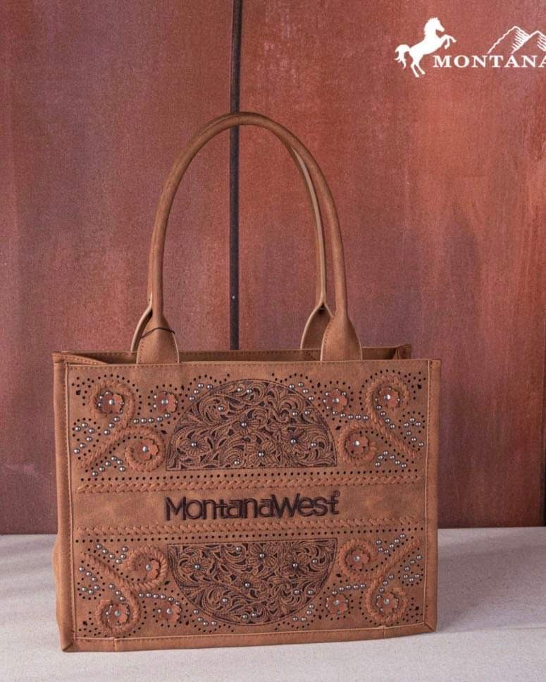 MONTANA WEST EMBROIDERED CUT OUT CONCEALED CARRY TOTE