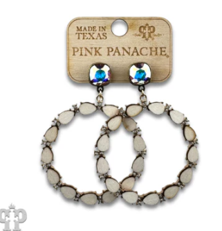 Wood bead and rhinestone circle earring with Austrian crystal